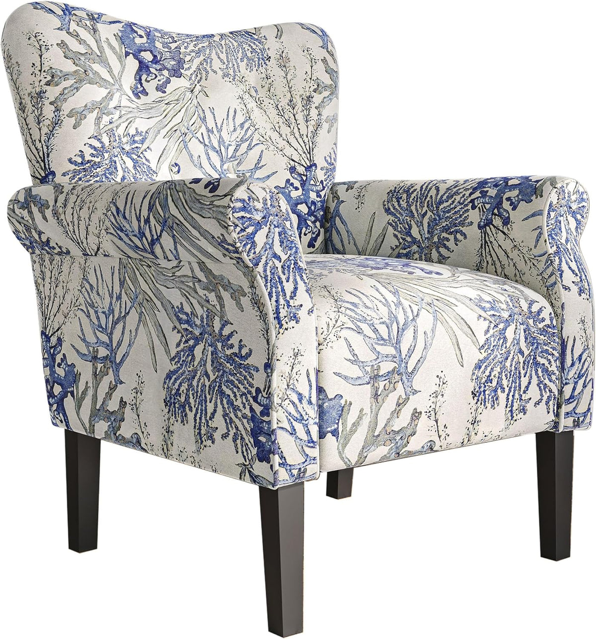 BELLEZE Modern Accent Chair for Living Room, High Back Linen Armchair with Wooden Legs, Upholstered