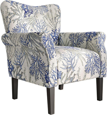 BELLEZE Modern Accent Chair for Living Room, High Back Linen Armchair with Wooden Legs, Upholstered