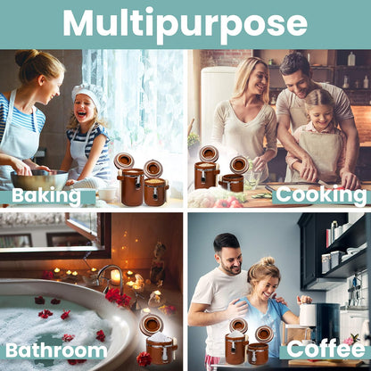 Home Intuition Ceramic Kitchen Canisters Set of 4 with Wooden Spoon Set – Airtight Containers