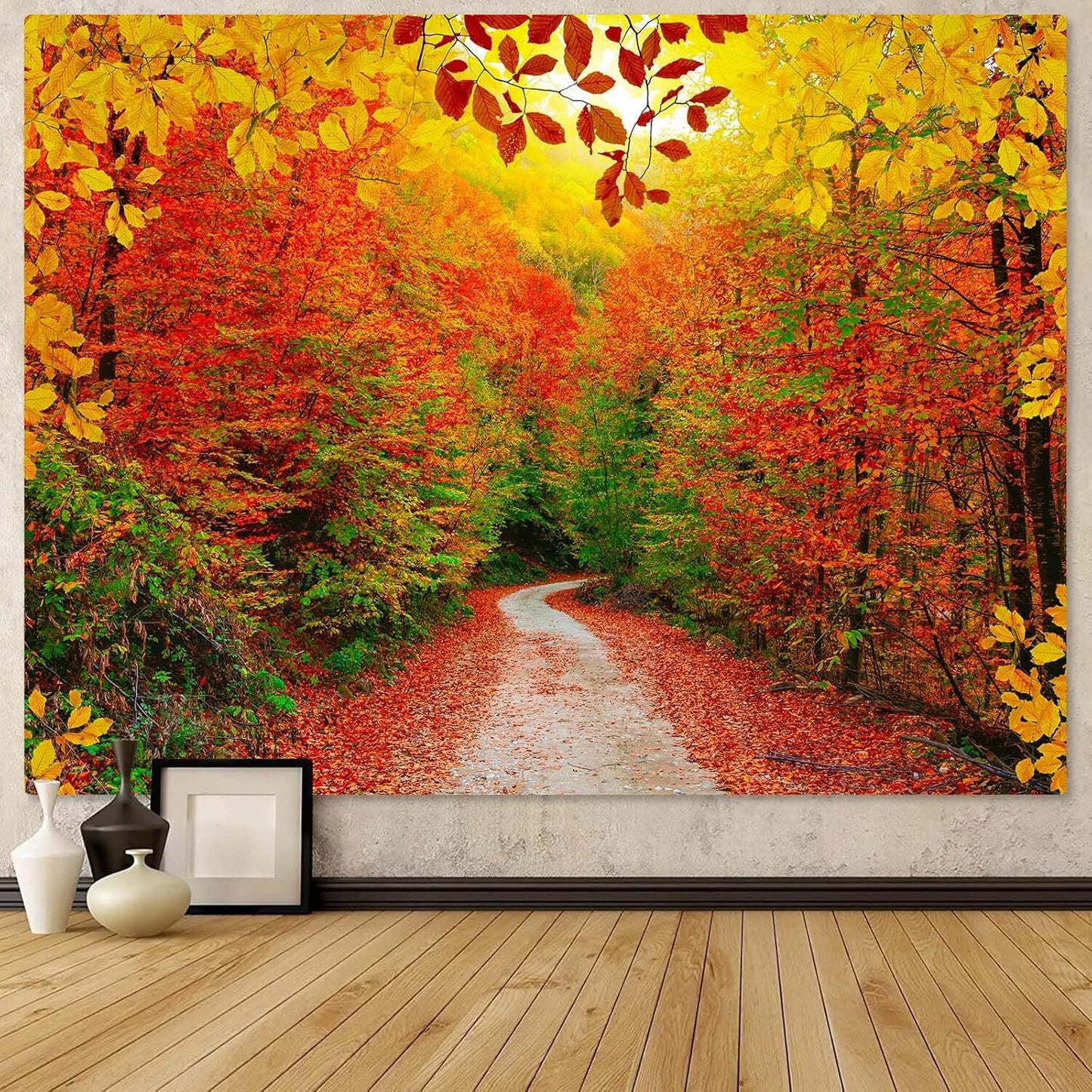 AMM Autumn Forest Tapestry Nature Fall Tree Thanksgiving Tapestry for Bedroom Aesthetic Autumn Path
