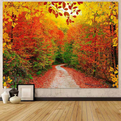 AMM Autumn Forest Tapestry Nature Fall Tree Thanksgiving Tapestry for Bedroom Aesthetic Autumn Path