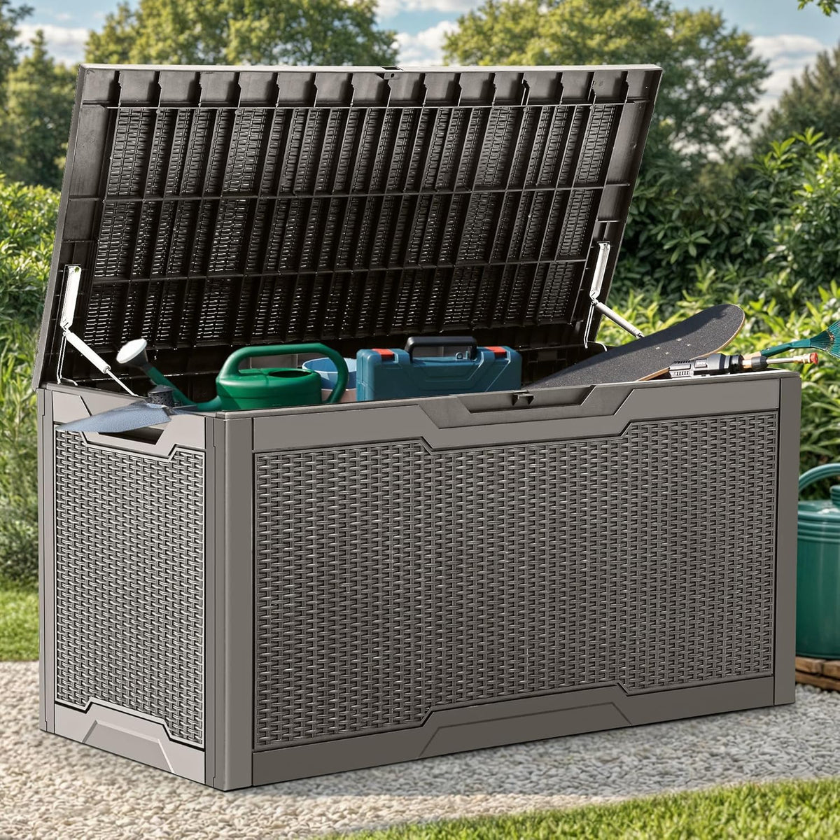 YITAHOME 100 Gallon Outdoor Storage Box, Large Water Resistant Resin Deck Box, Indoor Outdoor