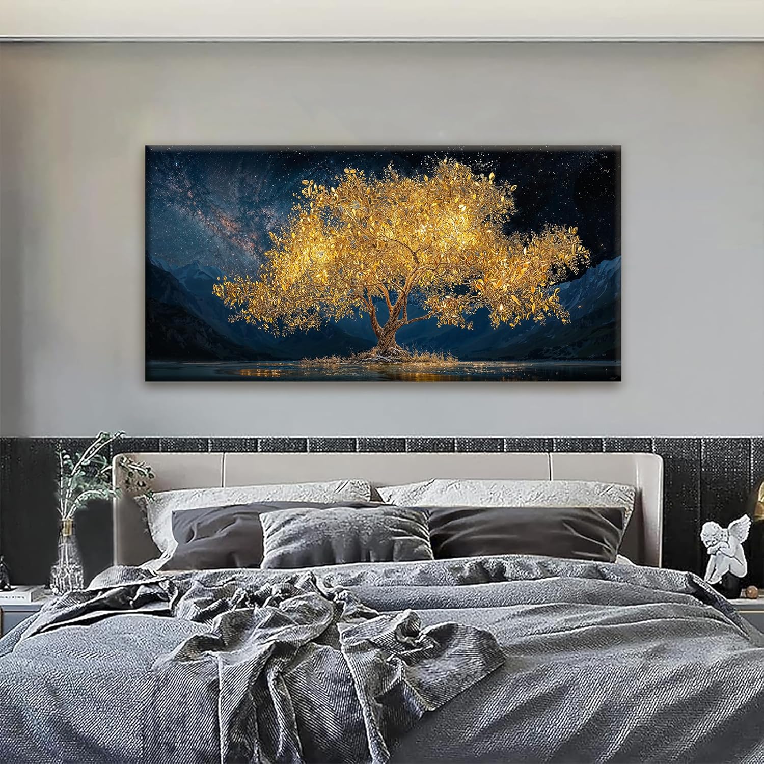 Tsomzxng Canvas Wall Art Decor Modern Large Wall Art For Living Room 29 X 58 Inches Gold Tree Of