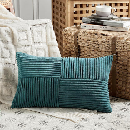 Fancy Homi 2 Packs Teal Lumbar Decorative Throw Pillow Covers 14x24 Inch for Living Room Couch Bed