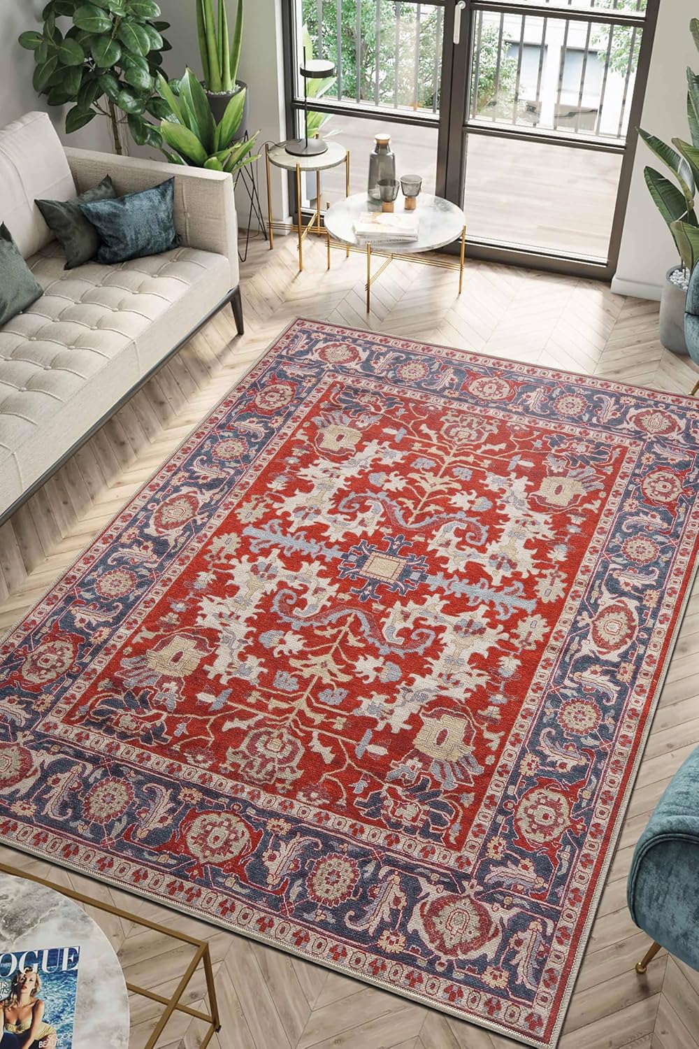 Keen Home Design 6x9 Rug - Machine Washable Area Rug with Non-Slip Backing, Ideal for Living Room