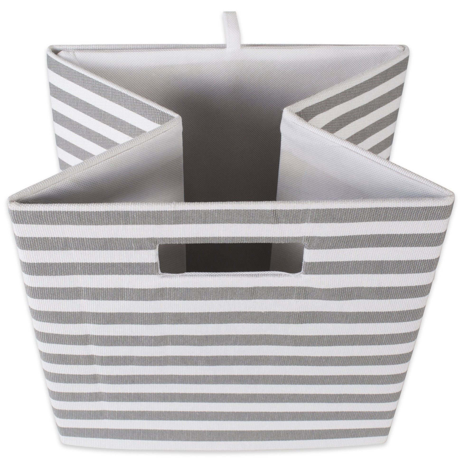 DII Collapsible Polyester Storage Cube, Pinstripe, Gray, Large