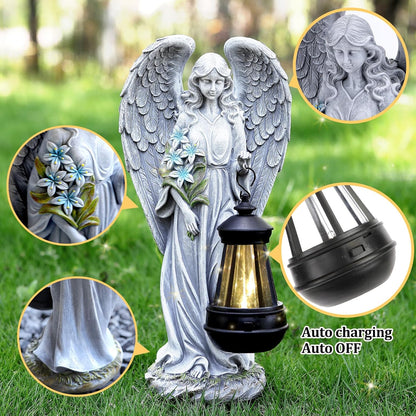 Solar Angel Outdoor Garden Decor Statues – 13.2 inches Solar Outdoor Sculptures for Outside Yard