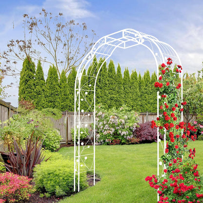 Metal Garden Arch 98.4" H Garden Arbor Trellis for Outdoor Climbing Plants Support Rose Lawn Tall