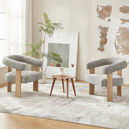 VKNOW Accent Chair Living Room Chair, Modern Upholstered Armchair with Solid Wood Legs, Comfy
