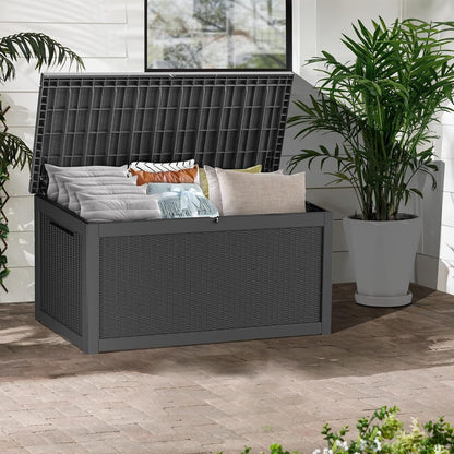 320 Gallon Lockable Resin Deck Box, Waterproof & UV-Resistant Outdoor Storage Box for Outdoor