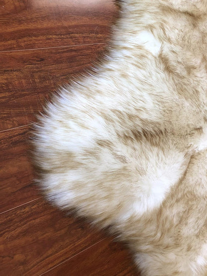 LAMBZY Faux Sheepskin Hypoallergenic Free Shape Silky Shag Rug, Luxury Shaggy Silky Plush Carpet