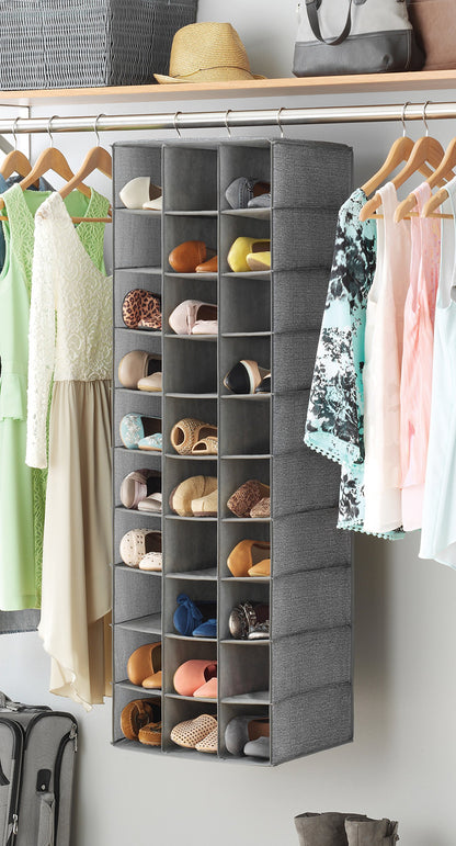 Whitmor 30 Sections Hanging Clothes Closet Shoe Organizer, Space Saving Breathable Fabric Shoe