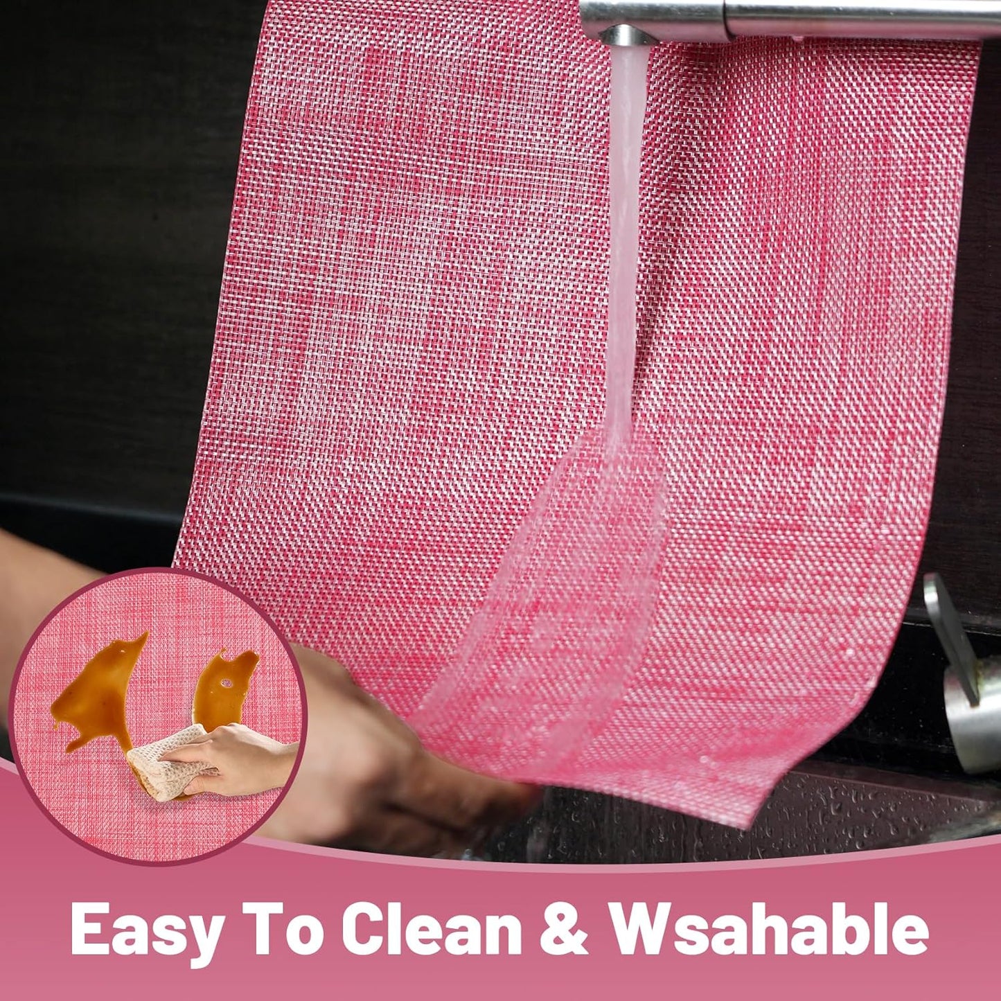 Placemats Set of 12，Non-Slip PVC Weave Table Mats Easy to Clean，Heat Resistant Place Mats for