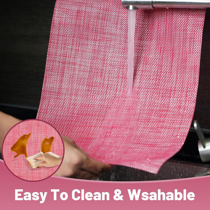 Placemats Set of 12，Non-Slip PVC Weave Table Mats Easy to Clean，Heat Resistant Place Mats for