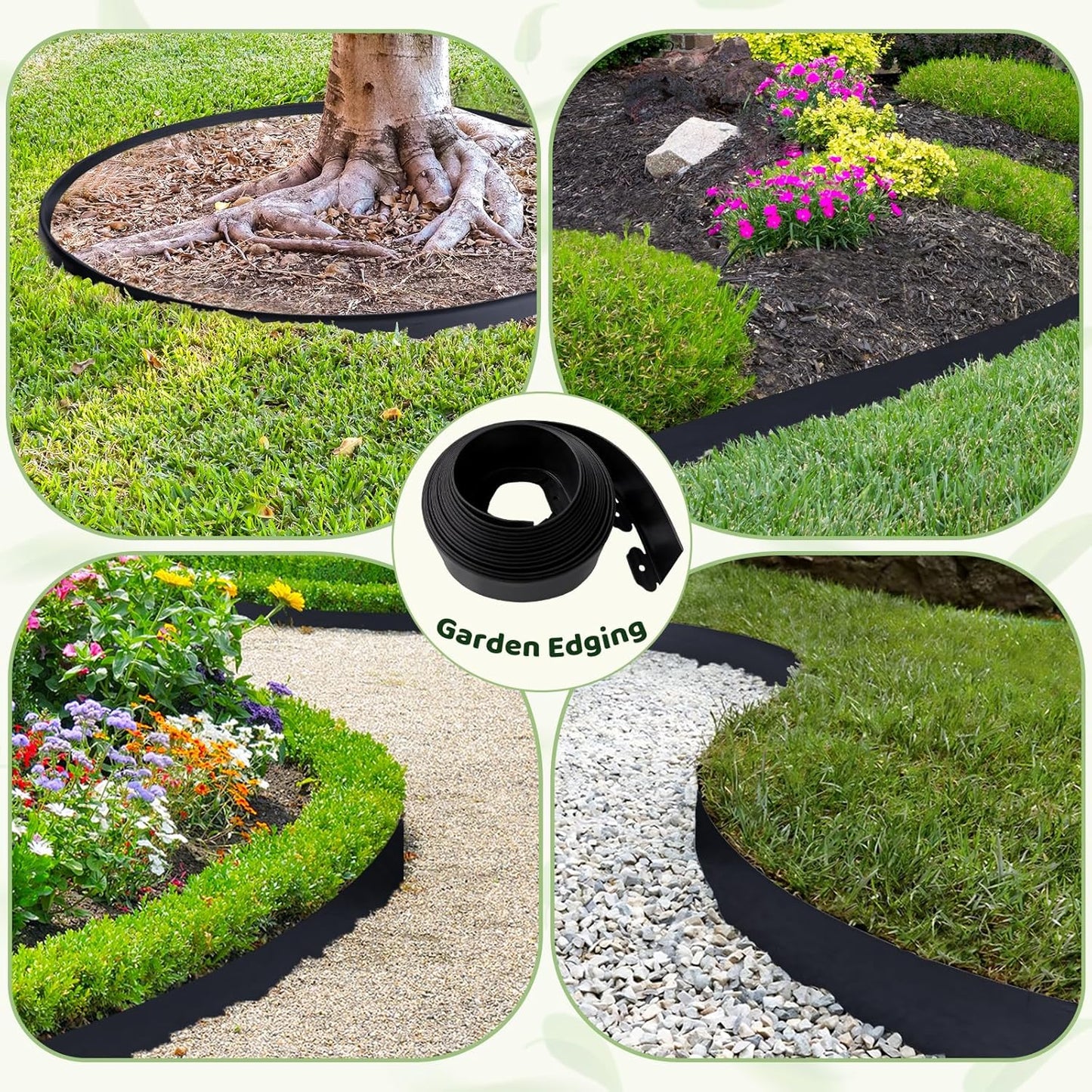 Landscape Edging - 2 Inch x 33FT Garden Border with 100 PCS Spikes, Plastic Lawn Edging for Flower
