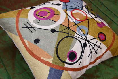 Kandinsky Abstract Throw Pillow Cover - Circles | Modern Couch & Outdoor Pillow | Mid Century Chair