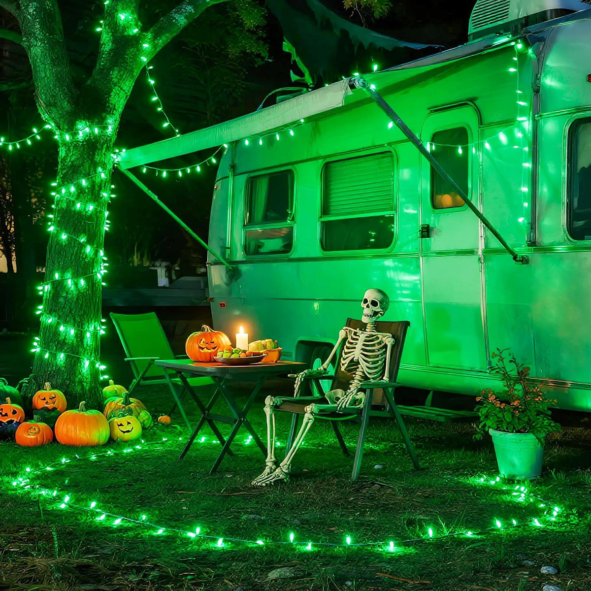 JMEXSUSS Connectable 100 LED Green Halloween Lights, 8 Modes Plug-in Green Christmas Lights Indoor