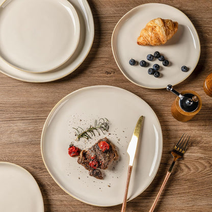 AmorArc Ceramic Dinnerware Sets,Handmade Reactive Glaze Stoneware Plates and Bowls Sets,Highly Chip