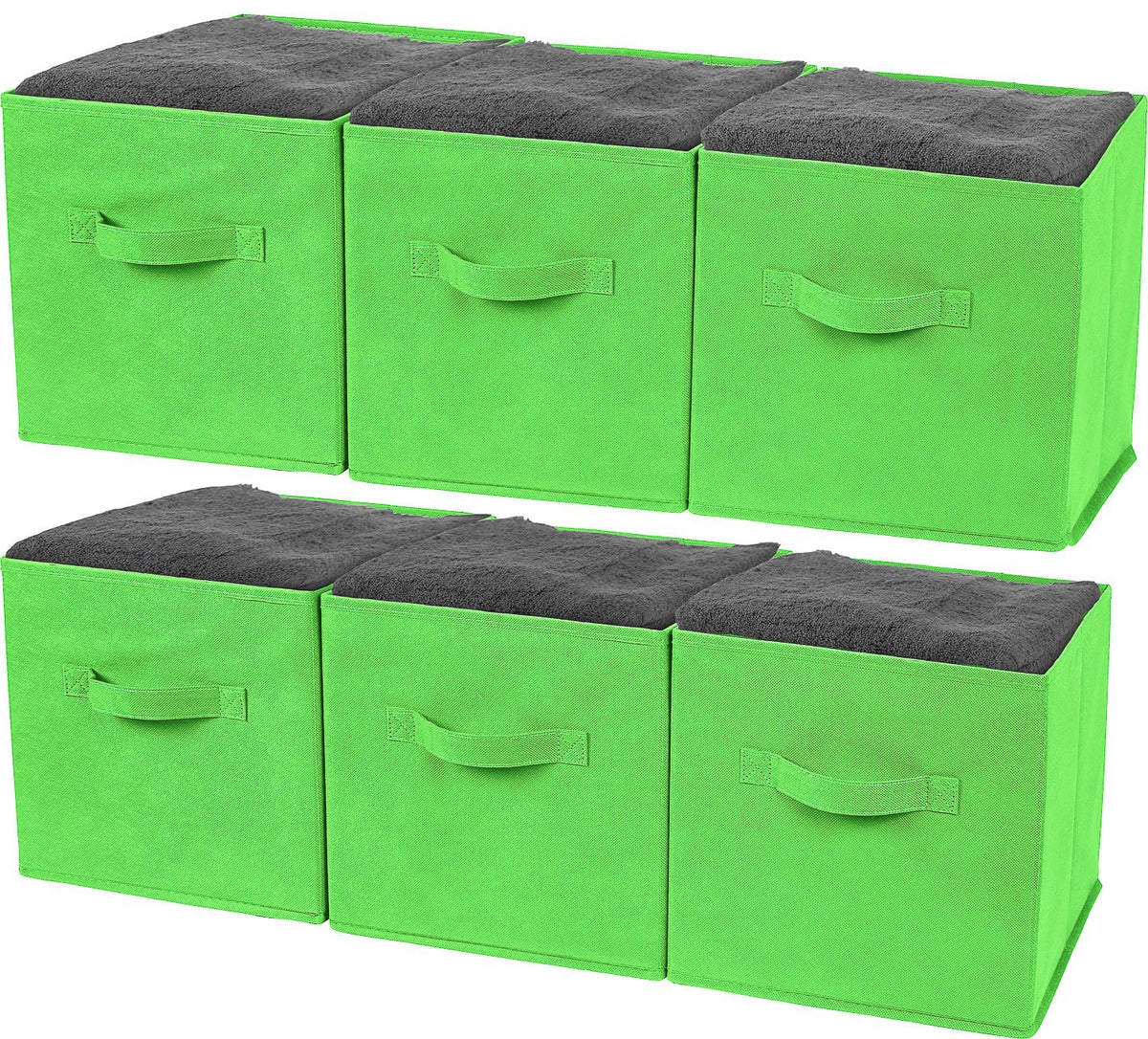 Greenco Foldable Storage Cubes, 6 pcs (Green) | Closet Organizer Storage Basket/Box/Bin/Shelf |