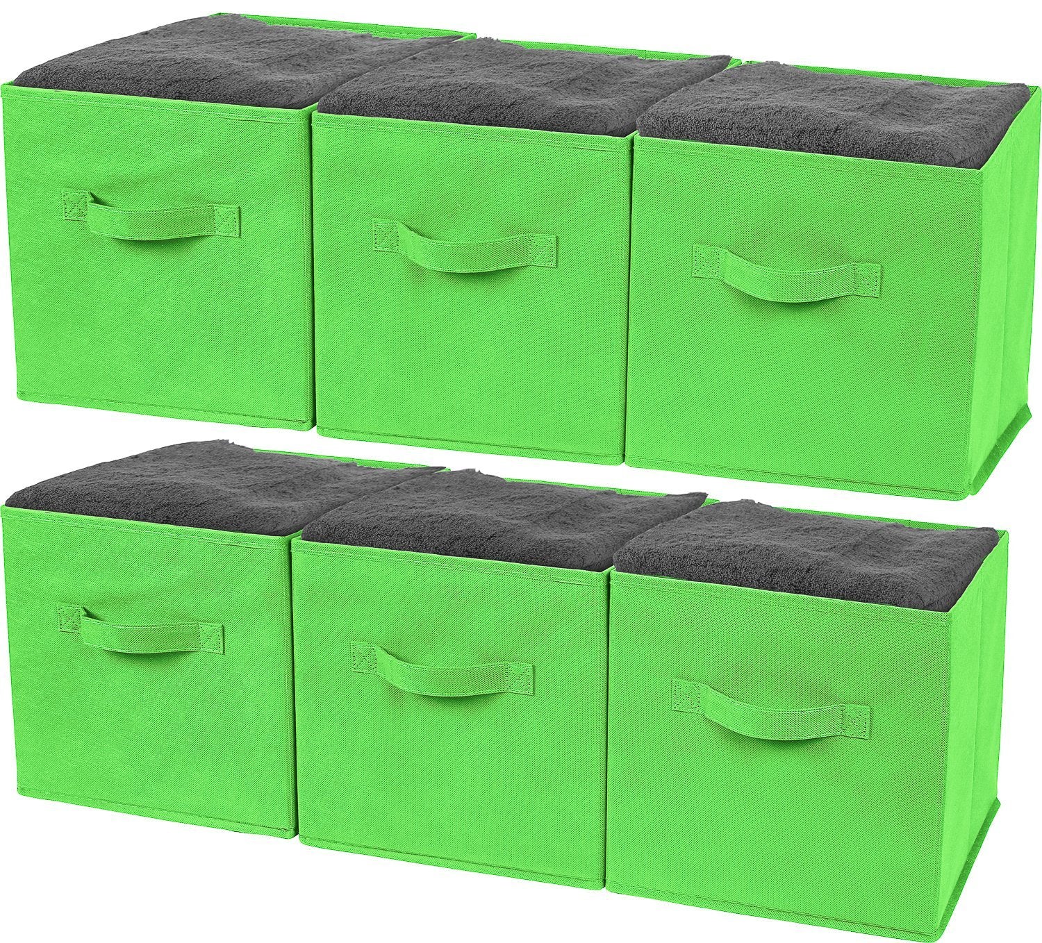 Greenco Foldable Storage Cubes, 6 pcs (Green) | Closet Organizer Storage Basket/Box/Bin/Shelf |