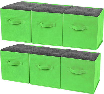 Greenco Foldable Storage Cubes, 6 pcs (Green) | Closet Organizer Storage Basket/Box/Bin/Shelf |