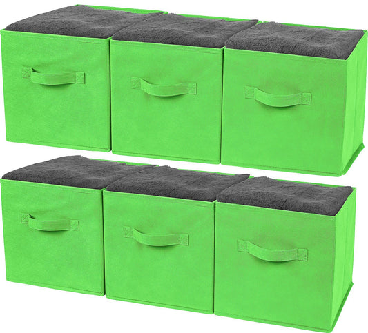 Greenco Foldable Storage Cubes, 6 pcs (Green) | Closet Organizer Storage Basket/Box/Bin/Shelf |
