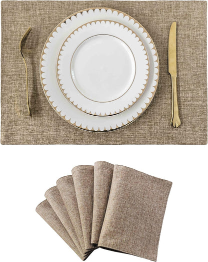 Home Brilliant Fabric Cotton Placemats Set of 6 Heat Resistant Dining Table Place Mats Kitchen
