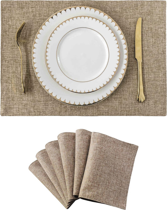 Home Brilliant Fabric Cotton Placemats Set of 6 Heat Resistant Dining Table Place Mats Kitchen
