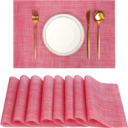 Placemats Set of 8，Non-Slip PVC Weave Table Mats Easy to Clean，Heat Resistant Place Mats for