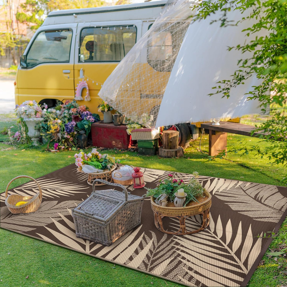 GENIMO Outdoor Rug 3' x 5' Waterproof for Patios Clearance, Reversible Outdoor Plastic Straw