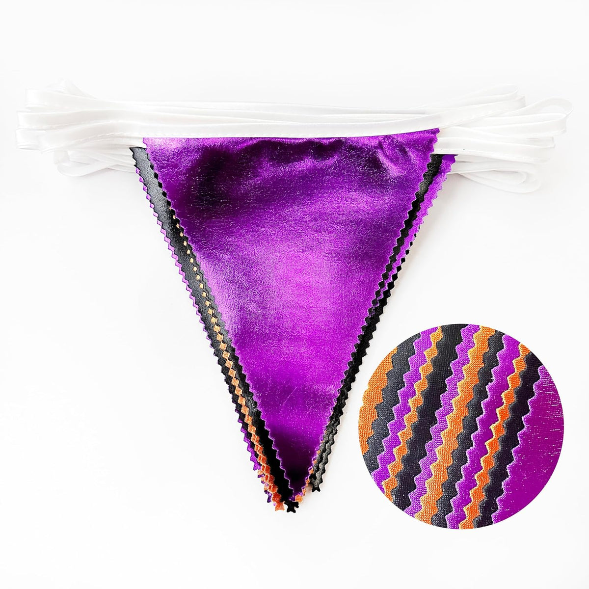 Black Orange Purple Halloween Party Decorations Metallic Fabric Triangle Pennant Banner Flag