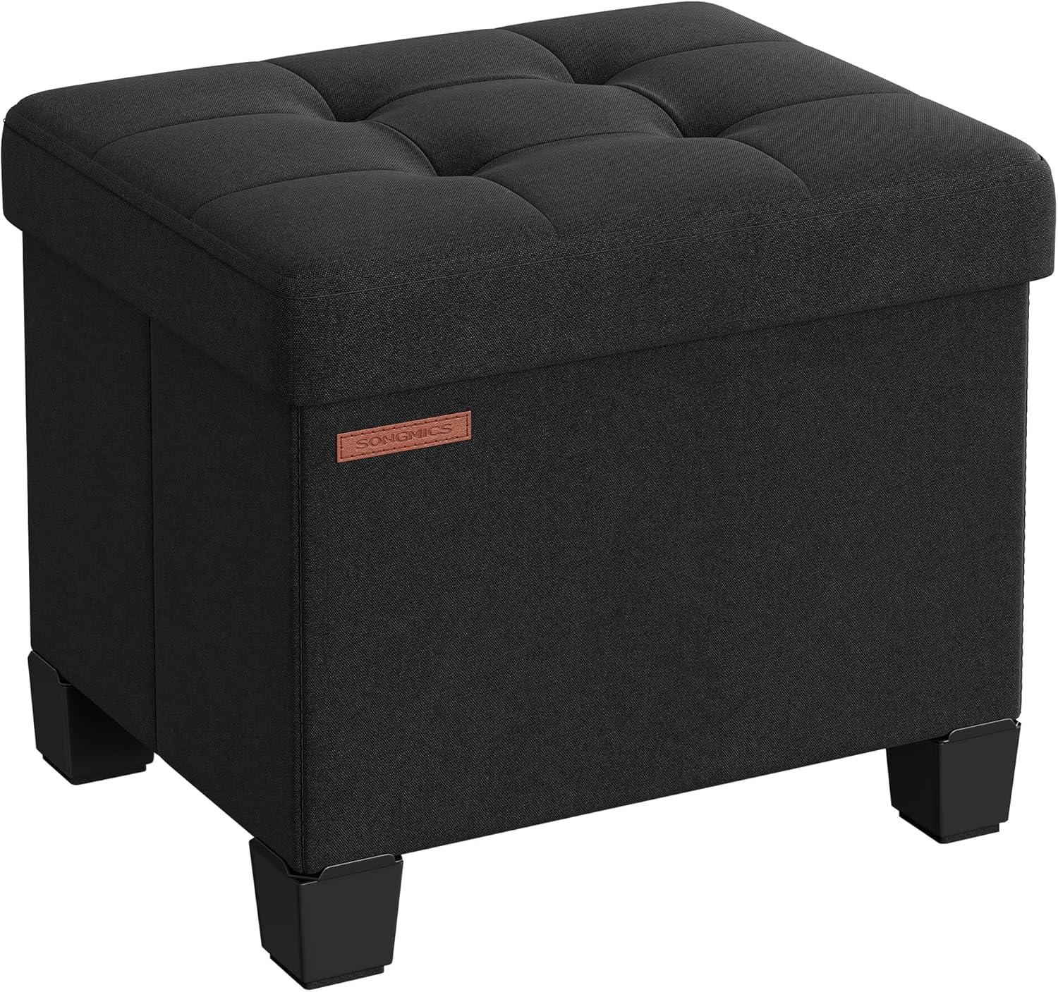 SONGMICS Storage Ottoman, Small Ottoman Foot Rest with Legs, 12.6 x 15.8 x 13.2 Inches Foot Stool