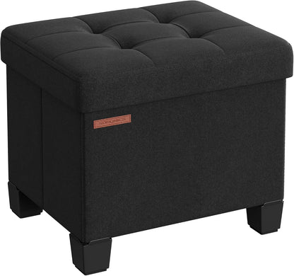 SONGMICS Storage Ottoman, Small Ottoman Foot Rest with Legs, 12.6 x 15.8 x 13.2 Inches Foot Stool