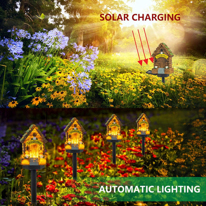 Dazzle Bright Fairy Garden House, 16" Glow in The Dark Cottage with Solar LED Light, Beautiful
