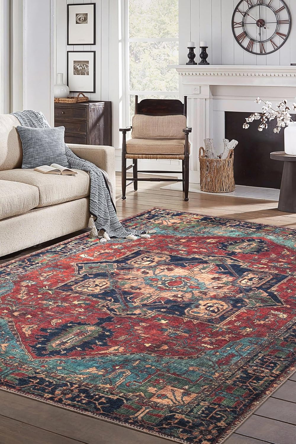 Keen Home Design 5x7 Rug - Machine Washable Area Rug with Non-Slip Backing, Ideal for Living Room