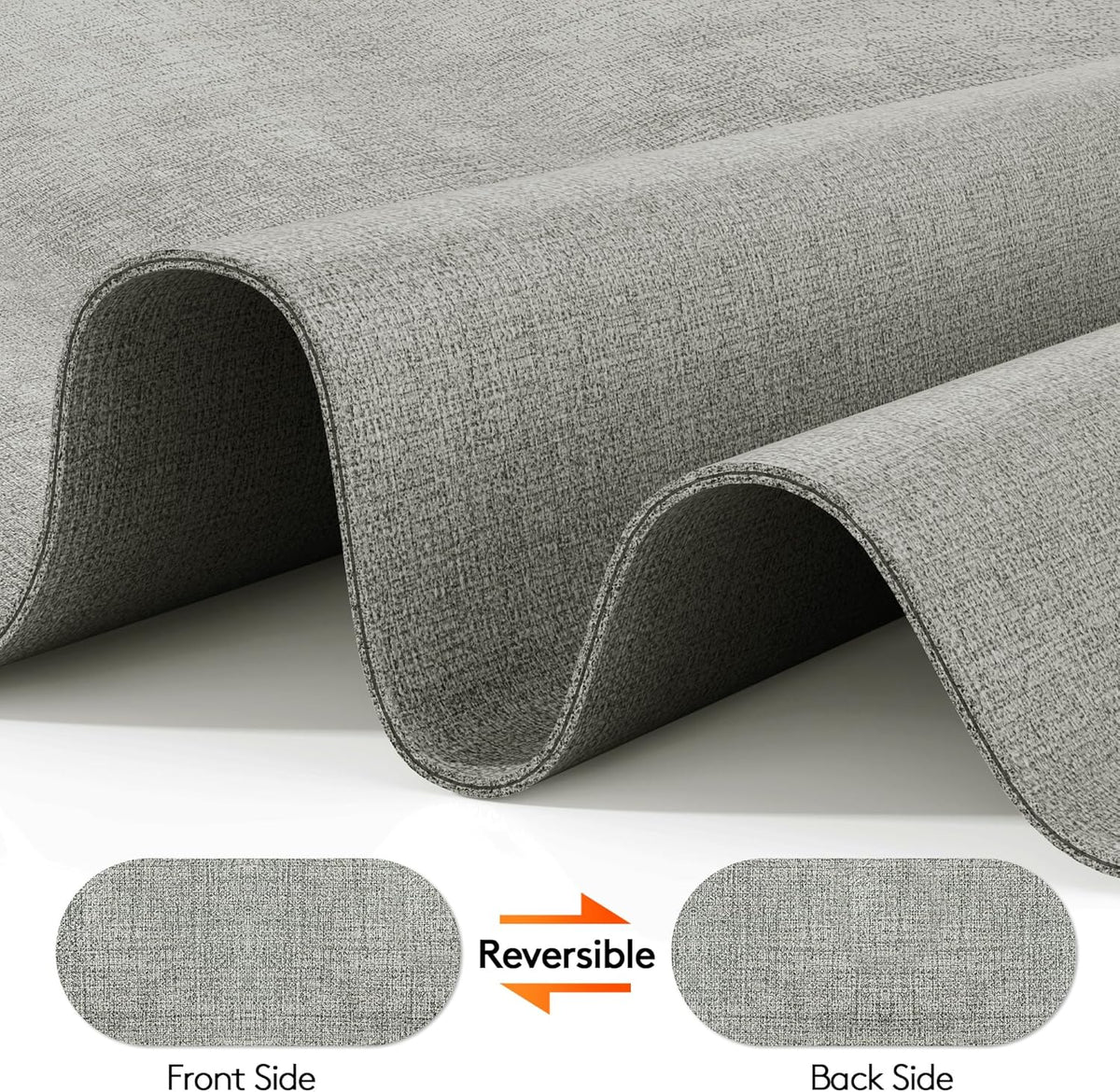 DOLOPL Oval Placemats Set of 6, Gray Faux Leather Heat Resistant Table Mats - Anti Slip Table Place