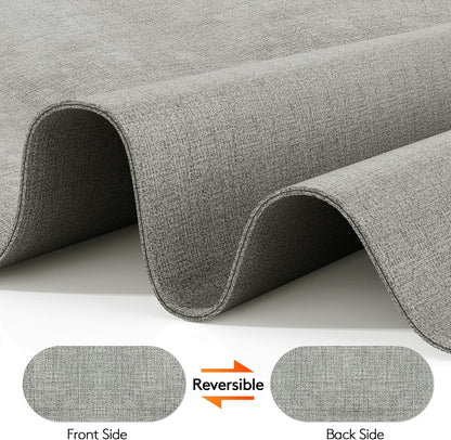 DOLOPL Oval Placemats Set of 6, Gray Faux Leather Heat Resistant Table Mats - Anti Slip Table Place