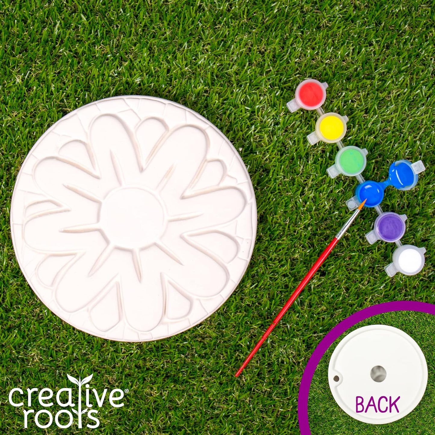 Creative Roots Mosaic Flower Garden Stepping Stone Kit, Includes 7-Inch Ceramic Stone & 6 Vibrant