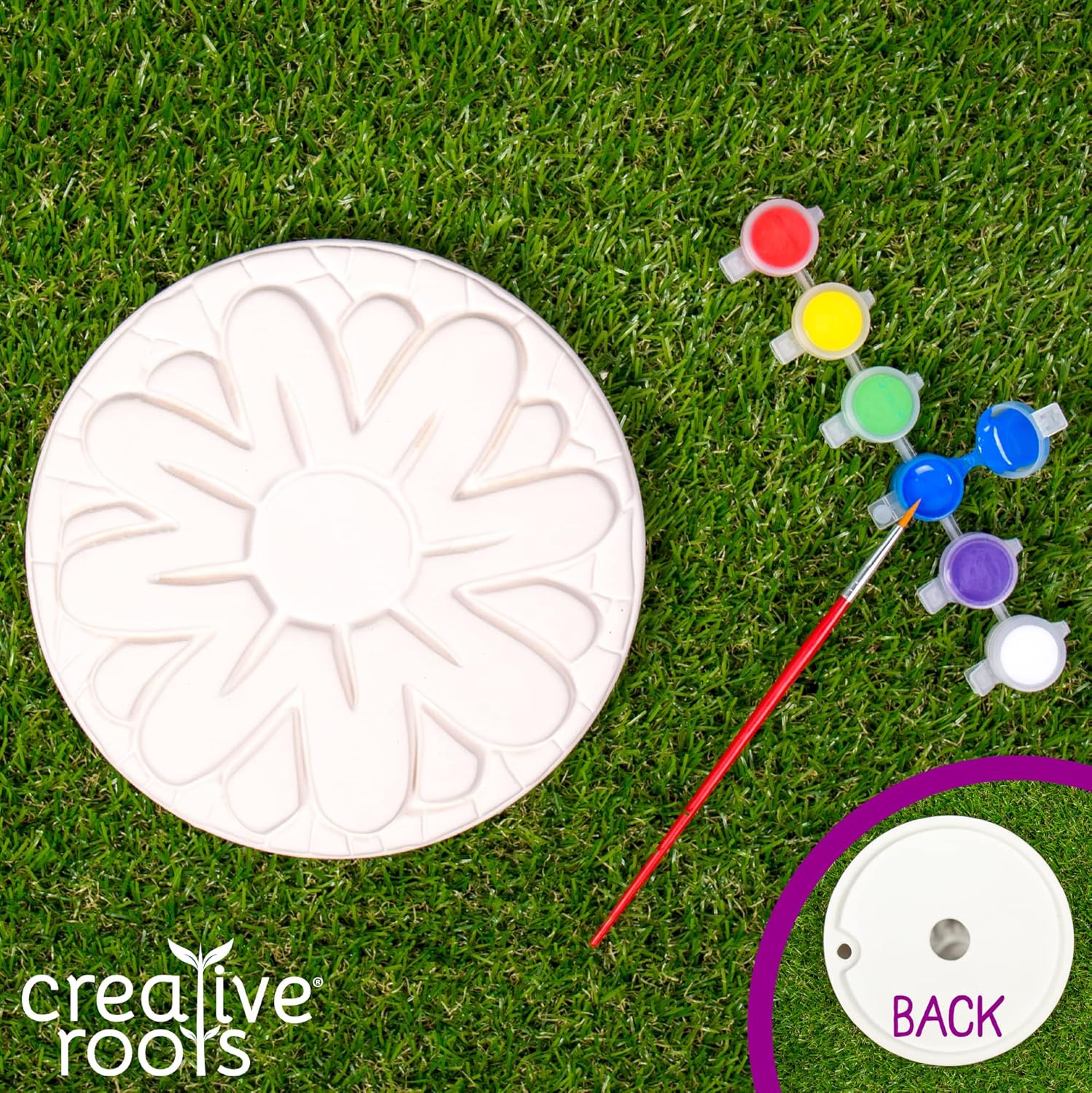 Creative Roots Mosaic Flower Garden Stepping Stone Kit, Includes 7-Inch Ceramic Stone & 6 Vibrant