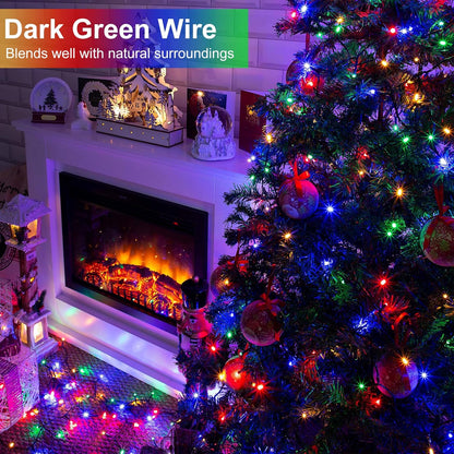 2 Pack Christmas Lights Outdoor, Total 200FT 600LED Christmas Tree Lights with 8 Modes Waterproof