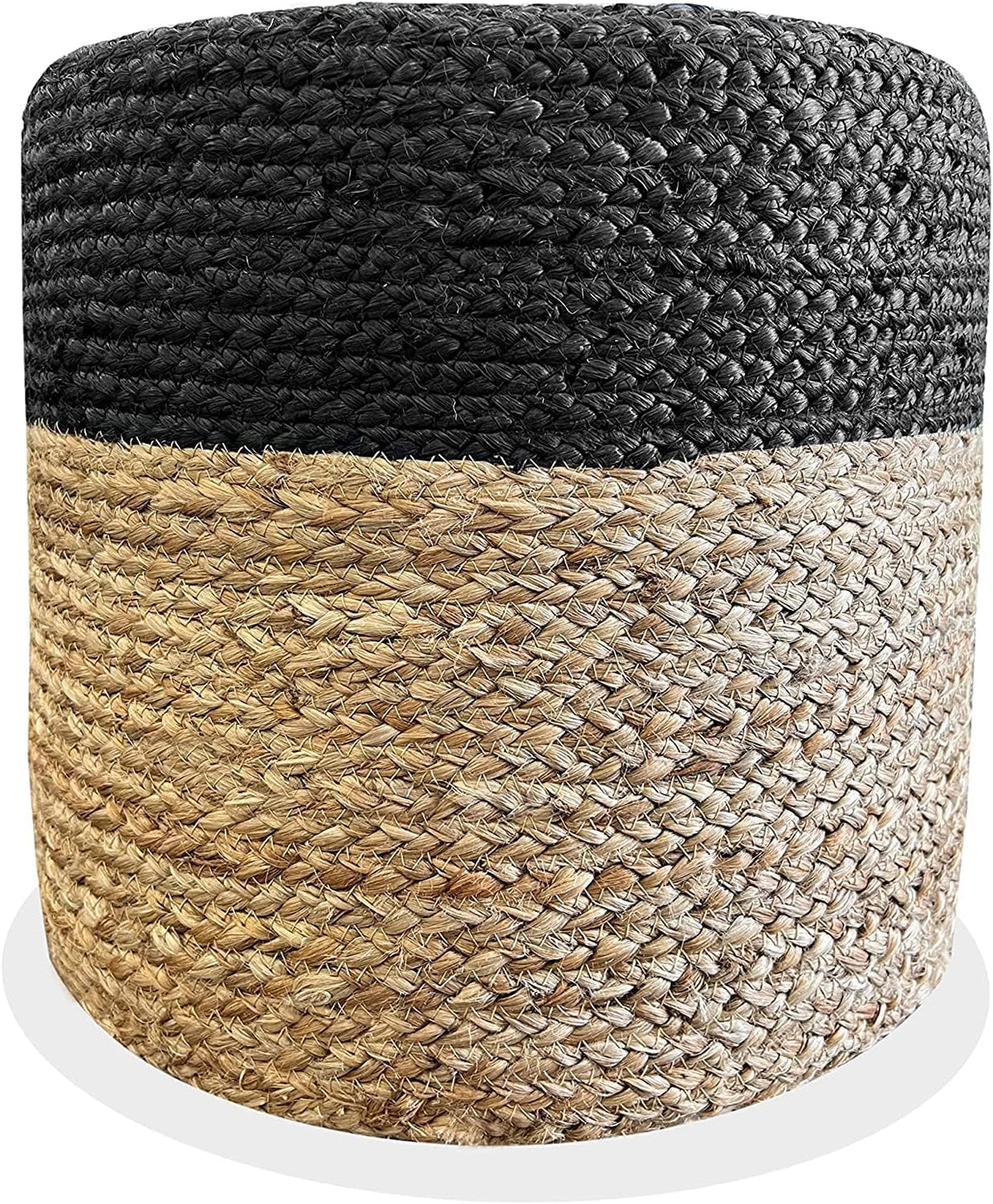 Jute Pouf Ottoman | Footrest Pouf | Hand Braided - Round Boho Pouffe - for Living Room, Bedroom