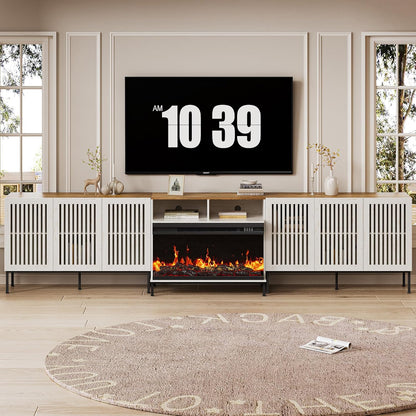 3-Sided Glass Farmhouse Fireplace TV Stand for TVs Up to 110 Inch, Entertainment Center with 36"