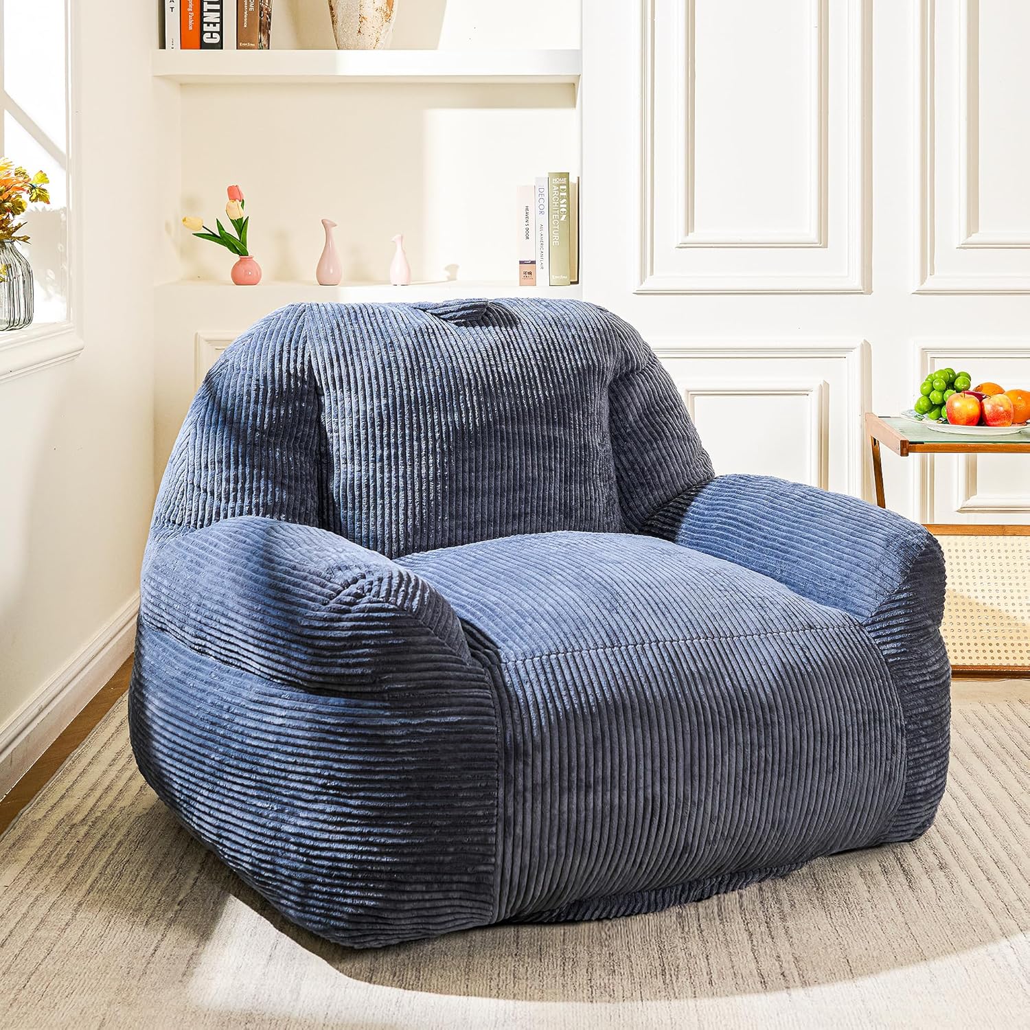 Giant Bean Bag Chair, Faux Fur Bean Bag Chair for Adults, Fluffy and Comfy Bean Bags with Filler