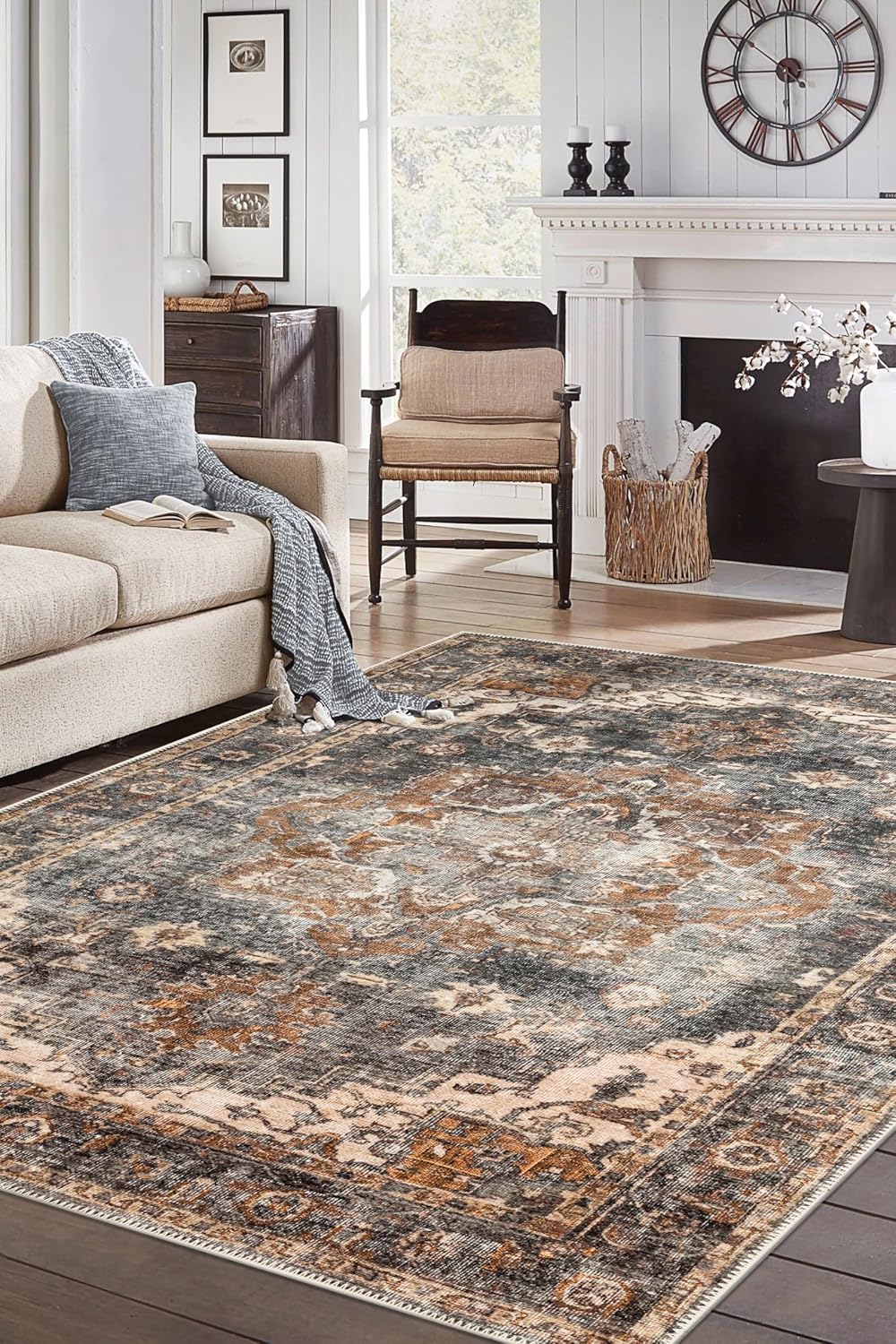Keen Home Design 5x7 Rug - Machine Washable Area Rug with Non-Slip Backing, Ideal for Living Room