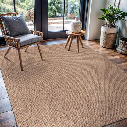 CAMILSON Easy Jute Rug 9x12, Large Indoor Outdoor Natural Color Farmhouse Area Rugs for Living Room