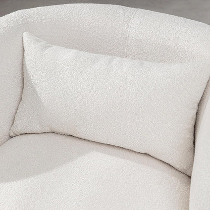 KINWELL 34" Wide Boucle Swivel Barrel Chairs Set of 2, No Assembly Round Upholstered Armchairs