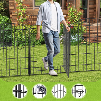 Decorative Garden Fence 6 Panels 14.8ft(L)×38in(H) No Dig Animal Barrier Fencing with 5 Panels + 1