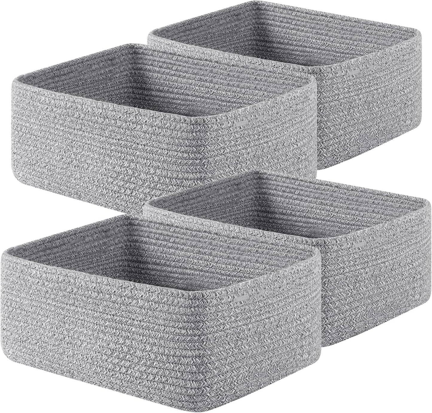 OIAHOMY 4 Pack 14.17*11.02*6.3IN Storage Baskets for Organizing Shelves, Woven Rope Baskets for