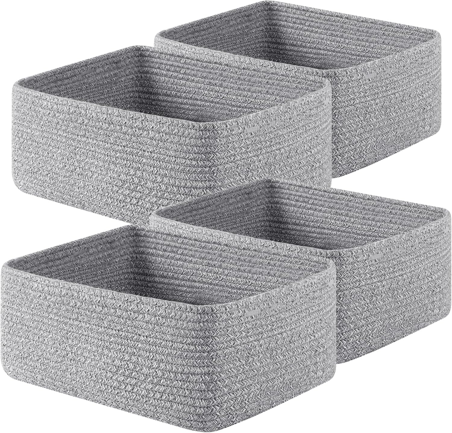 OIAHOMY 4 Pack 14.17*11.02*6.3IN Storage Baskets for Organizing Shelves, Woven Rope Baskets for