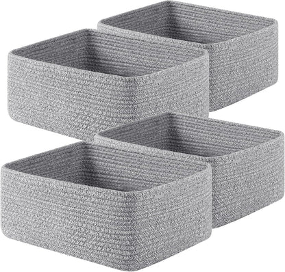 OIAHOMY 4 Pack 14.17*11.02*6.3IN Storage Baskets for Organizing Shelves, Woven Rope Baskets for